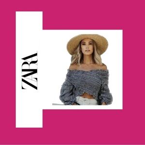 Zara Off Shoulder Smocked Long Sleeve Top | Sz Medium | NWOT